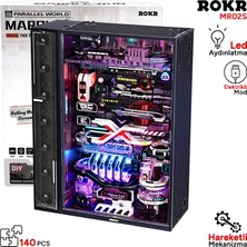 Rokr MR02S The Future City Marble Run Dıy Mechanical 3D Puzzle Maket Model Seti 3D Model Kit Detaylı Dekoratif Hobi Seti Hareketli ve Işıklı