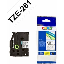 Puun Brother TZE-261 36MM*8MT Beyaz Üzerine Siyah Laminasyonlu Muadil Etiket (Tze Tape)