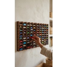 Kahverengi My Kids Room 1/64 100'lü Oyuncak Araba Rafı Modern Tasarım ve Dekoratif Kullanım İçin