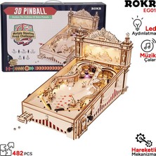 Rokr EG01 Pinpon Makinesi (3d Pinball Machine) Dıy Minyatür Maket Model Seti Ahşap 3D Wooden Puzzle 3D Model Kit Detaylı Dekoratif Hobi Seti Ahşap Maket