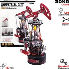 Rokr CGL03 Oil extractor Dıy Mechanical 3D Puzzle Maket Model Seti 3D Model Kit Detaylı Dekoratif Hobi Seti Hareketli ve Işıklı