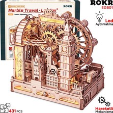 Rokr EGB01 Marble Travel London Marble Run Dıy Minyatür Maket Model Seti Ahşap 3D Wooden Puzzle 3D Model Kit Detaylı Dekoratif Hobi Seti Ahşap Maket
