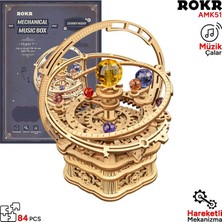 Rokr AMK51 Müzik Kutusu Starry Night Music Box Dıy Mechanical 3D Wooden Puzzle Maket Model Seti 3D Model Kit Detaylı Dekoratif Hobi Seti Ahşap Maket Hareketli
