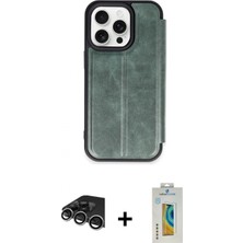 Marsilyan™- iPhone 14 Pro Max Kılıf Zirve Yansıma Serisi - Siyah Polymer Nano Ekran Koruyucu + Raze Metal Kamera Lens - Gs
