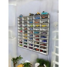My Kids Room Araba Rafı 50'li Beyaz Renk (Hotwheels ve Matcbox Arabaları Için Uygundur)