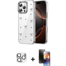 Marsilyan™- iPhone 16 Pro Max Kılıf Yörünge Form - Siyah 3D Antistatik Mat Seramik Nano Ekran Koruyucu + Pers Alüminyum Kamera Lens - Gs