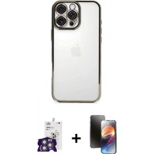 Marsilyan™- iPhone 16 Pro Max Kılıf Vadi Minimal - Siyah 3D Antistatik Mat Seramik Nano Ekran Koruyucu + Bilvis Titan Kamera Lens - Gs