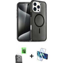 Marsilyan™- iPhone 16 Pro Max Kılıf Nova Asil Prime - Siyah 3D Antistatik Seramik Nano Ekran Koruyucu + Raze Metal Kamera Lens - Sh