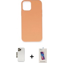 Marsilyan™- iPhone 12 Pro Max Kılıf Ahenk Serisi - Siyah Joko 5d Cam + Gold Shine Kamera Lens