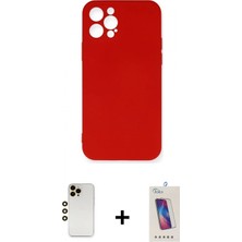 Marsilyan™- iPhone 12 Pro Max Kılıf Ahenk Serisi - Siyah Joko 5d Cam + Gold Shine Kamera Lens