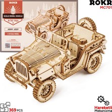 Rokr MC701 Asker Ordu Arabası  (Army Field Car) Dıy Minyatür Maket Model Seti Ahşap 3D Wooden Puzzle 3D Model Kit Detaylı Dekoratif Hobi Seti Ahşap Maket