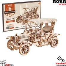 Rokr MC801 Klasik Araba (Vintage Car) Dıy Minyatür Maket Model Seti Ahşap 3D Wooden Puzzle 3D Model Kit Detaylı Dekoratif Hobi Seti Ahşap Maket