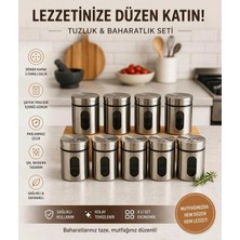 Kitchen Dream 12'li Metal Kaplamalı Cam Tuz-Biber Baharat Kabı Tuzluk Karabiberlik Baharatlık 3 Kademe Delikli, Cam Metal Kaplamalı 12 Adet