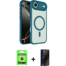 Marsilyan™- iPhone 17 Air Kılıf Kıvılcım Prime - Siyah 3D Antistatik Hayalet Cam Ekran Koruyucu + Gold Raze Metal Kamera Lens