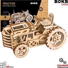 Rokr LK401 Traktör (Tractor) Dıy Minyatür Maket Model Seti Ahşap 3D Wooden Puzzle 3D Model Kit Detaylı Dekoratif Hobi Seti Ahşap Maket