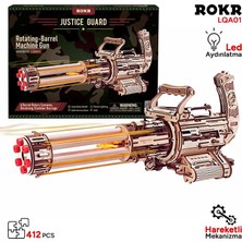 Rokr LQA01 Ak-47 Rotating-Barrel Machine Gun Dıy Minyatür Maket Model Seti Ahşap 3D Wooden Puzzle 3D Model Kit Detaylı Dekoratif Hobi Seti Ahşap Maket Hareketli ve Sesli