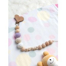 My Kids Room Doğal Ahşap Emzik Zinciri - Isimli Emzik Askısı Ahşap Emzik Zinciri Emzik Tutucu