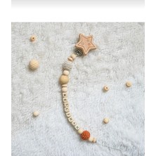 My Kids Room Doğal Ahşap Emzik Zinciri - Isimli Emzik Askısı Ahşap Emzik Zinciri Emzik Tutucu