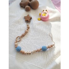 My Kids Room Doğal Ahşap Emzik Zinciri - Isimli Emzik Askısı Ahşap Emzik Zinciri Emzik Tutucu