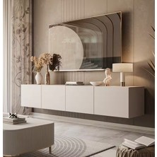 Sare Trade Hernest Modern Asma Tv Ünitesi Beyaz | 4 Kapaklı Televizyon Alt Modülü 200X40X36 cm