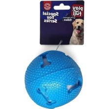 Die Grup 7,5 cm Işıklı Kemik Desenli Plastik Top Köpek Oyuncağı