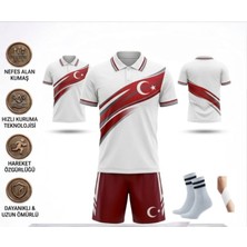 Sidas Türkiye Polo Yakalı Çocuk Futbol Forması Takımı Özel Tasarım  4'lü Set Forma+ Short+Çorap+Bileklik (KODY02)