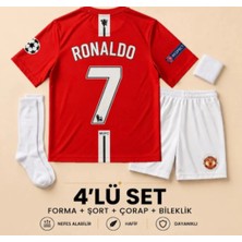 Sidas Ronaldo M.unıted 2008 Moscow Finali Kırmızı Çocuk Forması 4 Parça