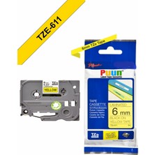 Puun Brother TZE-611 6mm*8mt Sarı Üzerine Siyah Laminasyonlu Muadil Etiket (Tze Tape)
