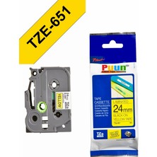 Puun Brother TZE-651 24MM*8MT Sarı Üzerine Siyah Laminasyonlu Muadil Etiket (Tze Tape)