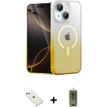Marsilyan™- iPhone 14 Kılıf Eksen Minimal Özel Seri - Siyah Joko Magic 5d Hayalet Cam + Diamond Kamera Lens - Pe