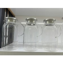 Ozcmax 1500 ml Borosilikat Cam Su Sürahisi - Metal Kapaklı ve Isıyya Dayanıklı