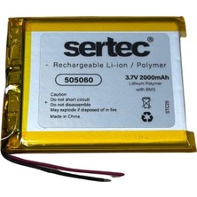 Mudanis Sertec 505060 3.7V 2000 Mah Li-Polymer Pil (DEVRELI/1.5A)