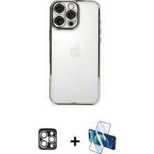 Marsilyan™- iPhone 16 Pro Max Kılıf Vadi Minimal - Siyah 3D Antistatik Seramik Nano Ekran Koruyucu + Pvd Metal Kamera Lens - Gs