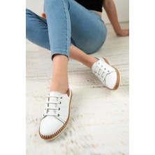 Nesil Shoes Syg P38 Beyaz Hakiki Deri Kadın Ayakkabı