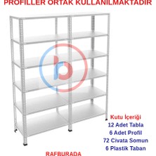 Rafburada 6 Katlı Duble Galvaniz Çelik Raf - Depo, Arşiv, Kiler, Dosya, Market Rafı 59X60 CM-250 Cm-1.00 mm