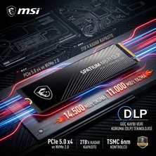 MSI Msı 2tb M571 Dlp Pcıe 5.0 Nvme M.2 SSD 2280 (14500MB Okuma / 11000MB Yazma)