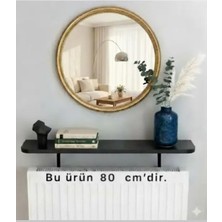 Dedeler Dekor 4 Köşe Oval Petek Üstü Raf Dresuar Duvara Montajsız Kalorifer Peteği Üstü Raf 80X18CM Siyah
