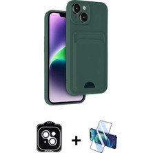 Marsilyan™- iPhone 14 Kılıf Vadi Çizgi Prime - Siyah 3D Antistatik Cam Ekran Koruyucu + Pvd Metal Kamera Lens - Gs