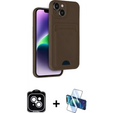 Marsilyan™- iPhone 14 Kılıf Vadi Çizgi Prime - Siyah 3D Antistatik Cam Ekran Koruyucu + Pvd Metal Kamera Lens - Gs