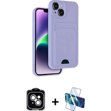 Marsilyan™- iPhone 14 Kılıf Vadi Çizgi Prime - Siyah 3D Antistatik Cam Ekran Koruyucu + Pvd Metal Kamera Lens - Gs