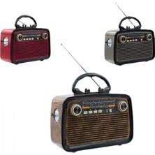 Marsilyan Bluetooth Hoparlör Ahşap Renk Vintage Işıklı Nostaljik Radyo Fm Ahşap Görünümlü