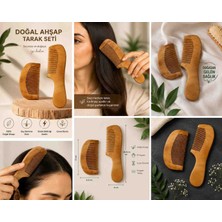 Ahşap Şimşir Büyük Boy Doğal Saplı Tarak 17 cm 2 Adet