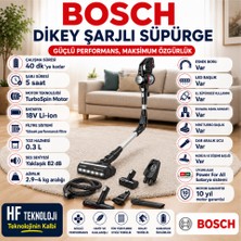 Bosch Kablolu Bir Süpürge Kadar Güçlü Unlimited 7 Şarjlı Süpürge Siyah+ 2 Ampaer Bataryahediye