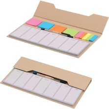 Sedef Silver Geri Dönüşümlü Kraft Haftalık Planlayıcı Bloknot Seti - Yapışkanlı Not Kağıdı Post-It ve Kalemli
