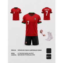 Gökmenspor Portekiz Ronaldo Kırmızı-Siyah  Çocuk Forması 4 Parça