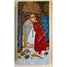 Marbey Lüks Dekoratif Sanat Eseri Osmanlı Dervişi Dekoratif Kanvas Tablo | Otantik Tasavvuf Duvar Dekoru | Çerçeveli Kanvas Tuval Sanatçı Imzalı Orijinal Kaplumbağa Terbiyecisi