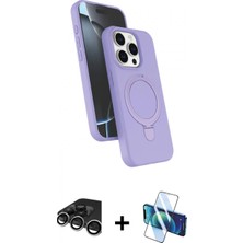 Marsilyan™- iPhone 15 Pro Max Kılıf Iz Işık Koleksiyonu - Siyah 3D Antistatik Seramik Nano Ekran Koruyucu + Raze Metal Kamera Lens - Gs