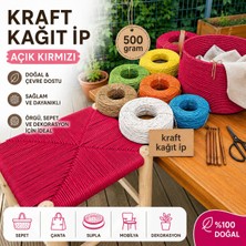 Mady Aksesuar Kraft Ip, Açık Kırmızı Renk, Çanta Sepet Örgü Ipi,  3mm 500 Gram
