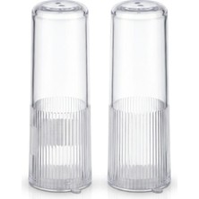 Formzen Modern Tasarım Ikili Tuzluk ve Karabiberlik Seti - 11 cm Şeffaf Baharatlık