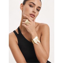 Allona Shop Soyut Form Yüzük & Kelepçe Takı Seti